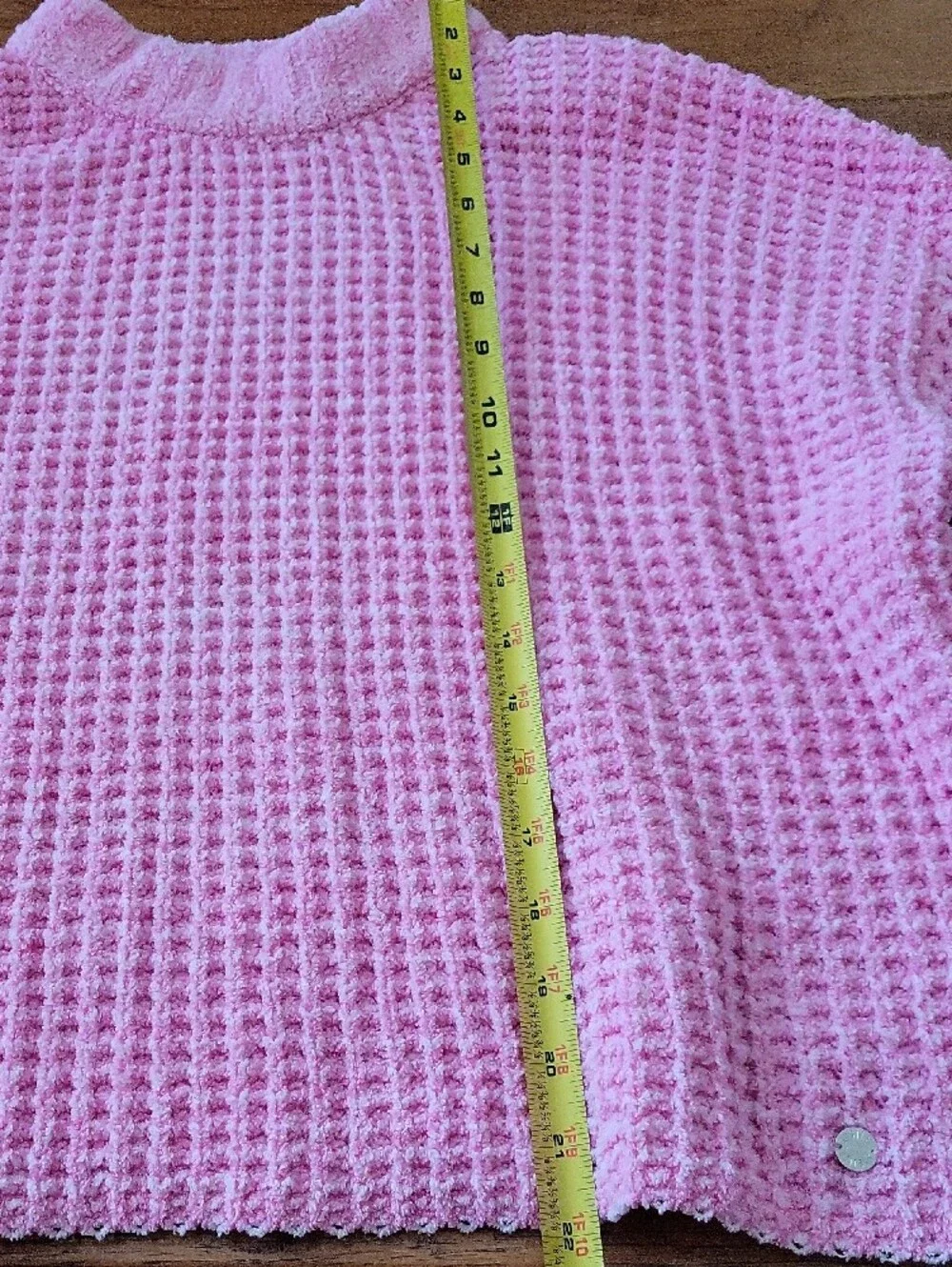 Girls Justice Pink Waffle Knit Sweater Size XL Plus (16P/18P)